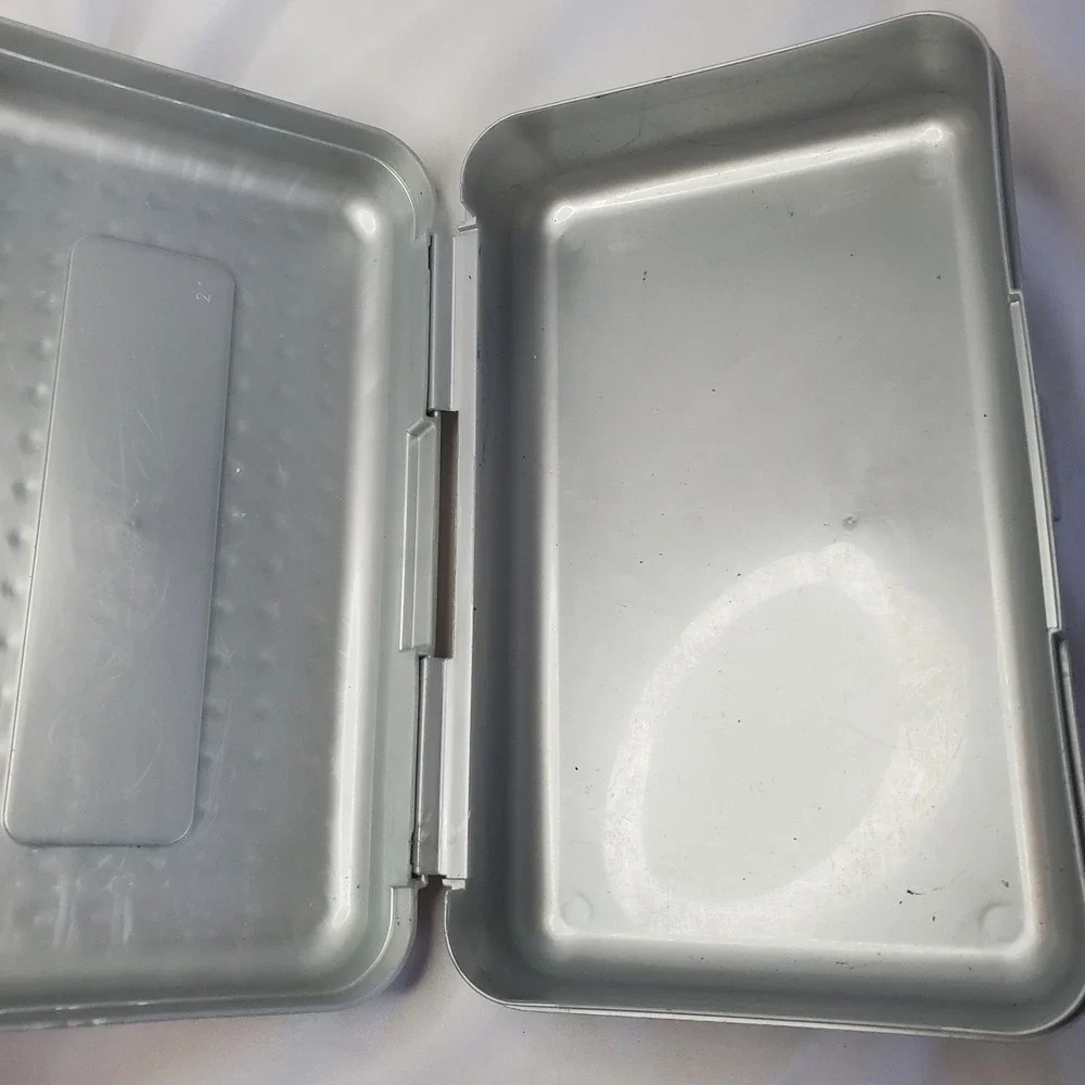Vtg Original 90s SpaceMaker Plastic Pencil Box School Storage Case Silver Grey